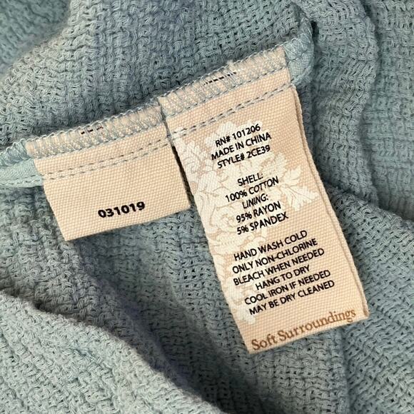 Soft Surroundings Gauzy Textured Cotton Light Blue Top XS Short Sleeve Tunic - Picture 10 of 11